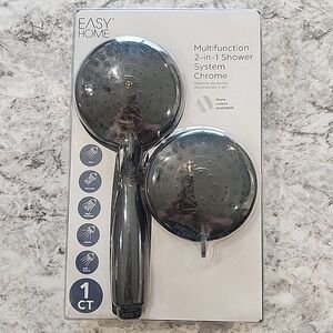Easy Home MULTIFUNCTION 2-in-1 SHOWER SYSTEM: Chrome, 5 Modes, 3 Way Diverter